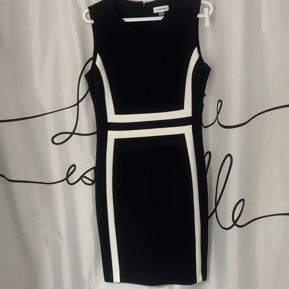 Calvin Klein Black and White Contrast Mini Dress